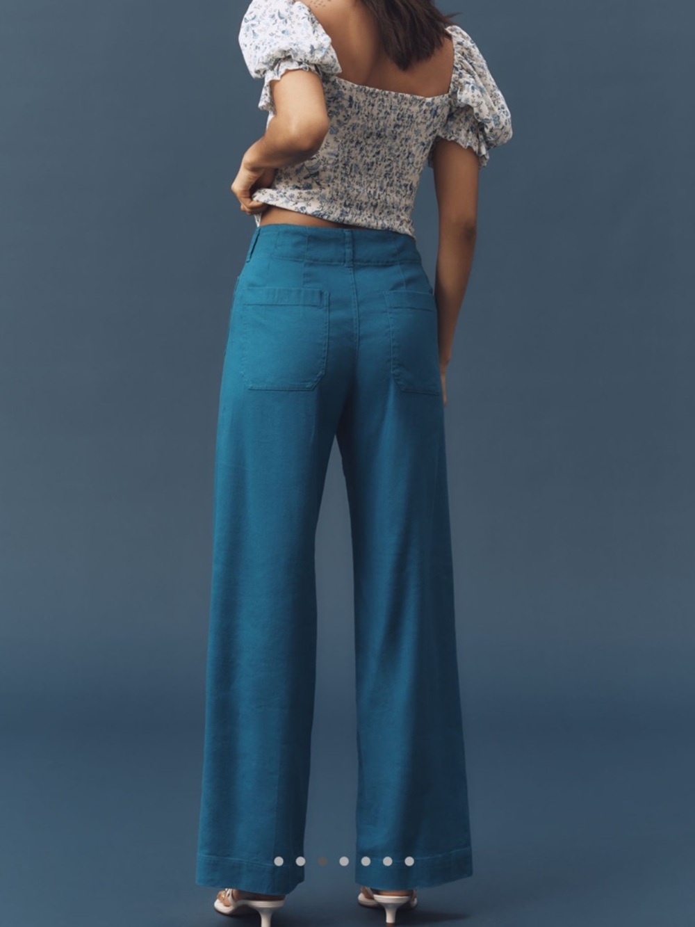 Anthropologie COLETTE Full-Length Linen Pants Maeve NEW 27 Blue - Picture 2 of 12